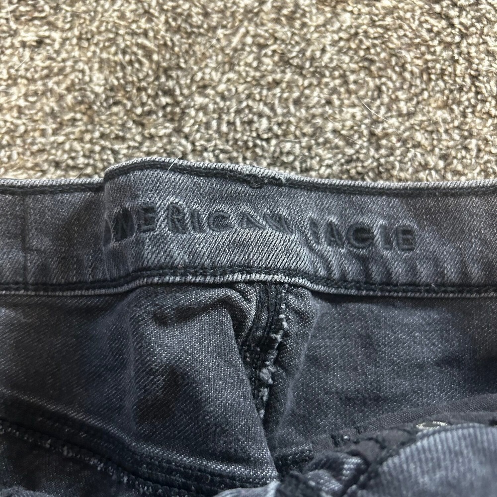 American Eagle Denim Shorts Womens 0 Black Excellent High Waisted Cutoff Raw Hem - Picture 2 of 6